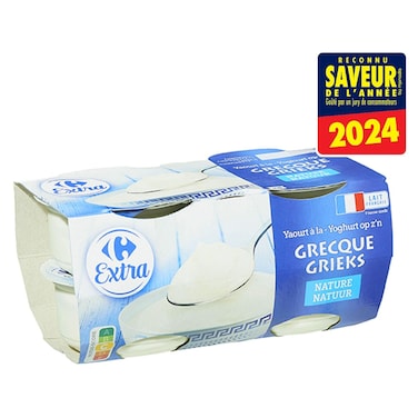 Carrefour Extra Plain Greek Yogurt, 150g, Pack of 4
