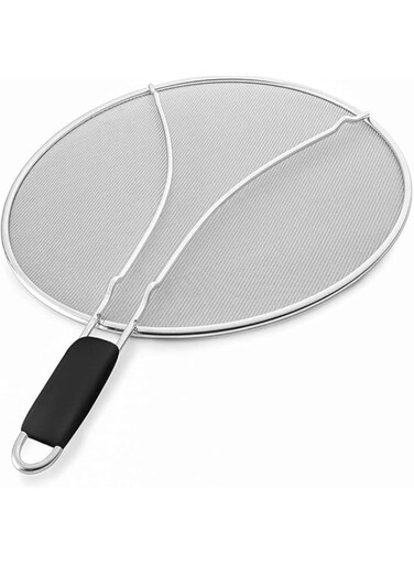 ELECDON Grease Splatter Screen for Frying Pan, Grease Guard Shield and Catcher, Stops 99% of Hot Oil, Protects Skin from Burns, Iron Skillet Lid Keeps Kitchen, 33 cm