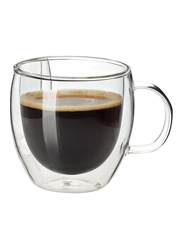 Set of 2 Cofee Mugs With Handle Clear 250ml