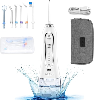 H2ofloss Water Flosser Professional Cordless Dental Oral Irrigator - Portable and Rechargeable IPX7 Waterproof Water Flossing for Teeth Cleaning,300ml Reservoir Home and Travel (HF-6)&hellip;
