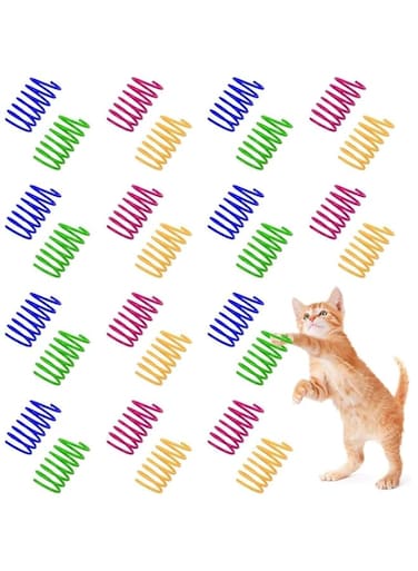 DVEHGF 40Pcs Colorful Cat Spring Toys, Cat Toy Spring, Interactive Cat Spring Toys, Plastic Coil Spiral Springs for Cat Kitten Pets Novelty Gift (4 Colors)