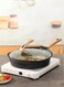 LIFE Deep Frypan 20&acirc;&euro;&macr;cm Nonstick with Lid and wooden spatula   Aluminum   Non-stick Ceramic coating   Scratch Resistant &amp; Durable   Soft touch wooden esthetic handle&acirc;&euro;&ldquo; Ideal for Stir-Fry, Frying &amp; Saut&Atilde;&copy;ing , Black