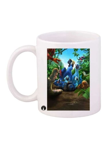 Rio Printed Coffee Mug White/Brown/Blue