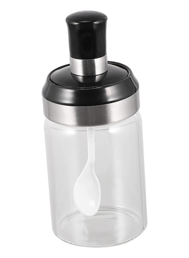1-Piece Glass Oil Bottle with Spoon, Soy Sauce and Condiment Dispenser for Household Use