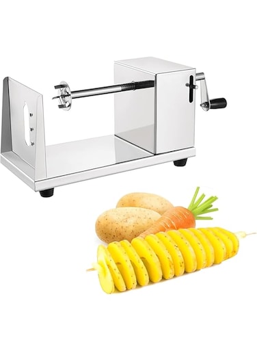 ELTERAZONE Stainless Steel Manual Spiral Potato Chips Slicer, Tornado Potato Chips Cutter with Vegetable Slicer for Kitchen, Light Weight, Versatility