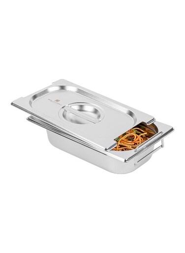 LID ONLY: Met Lux 10.25 x 6.25 Inch Steam Table Pan Lid, 1 Hotel Pan Lid - Fits 1/4 Size Steam Table Pan, Table Pan Sold Separately, Stainless Steel Steam Pan Cover, Built-In Handle