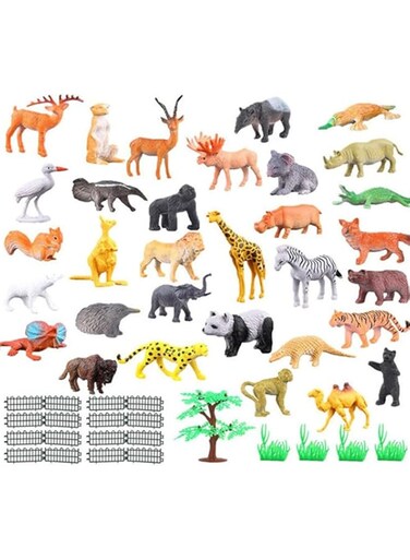 Safari Animals Figures Toys,53 Pcs Small Mini Realistic Safari Zoo Plastic Animals Figures Learning Educational Toy Set,Animal Party Favors zoo animals toys for kids, Forest Animal Cake Toppers