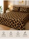 Queen Size Bed Sheet Set 220x220 cm Leopard Print 125 GSM Soft Breathable Fabric 1 Bedsheet 2 Pillow Covers Durable Fade Resistant