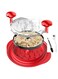 Chicken Shredder Tool Twist Large, Visible Chicken Breast Shredder, Meat Shredder Tool Twist with Separate Plate, Brush, Mat, Food Tongs, Ergonomic Handle, Dishwasher Safe(Red)
