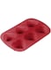 BERGNER BAKE A WISH SILICONE 6-HOLE CAKE PAN 26X17X3.5 CM, RED COLOR