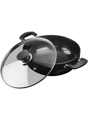 Vinod Hard Anodized Deep Kadai with Glass Lid- 26 cm, 4.1 Ltr Non - Induction