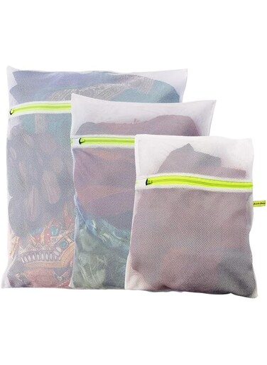 Cosmiic Greens 5 Pcs (S-2; M-2; L-1) Mesh Laundry Washing Bags With Premium Rust Free Zipper, Travel Storage Organising Bag, Store Dirty Clothes, Washing Bags For Laundry, Jeans, Sweaters