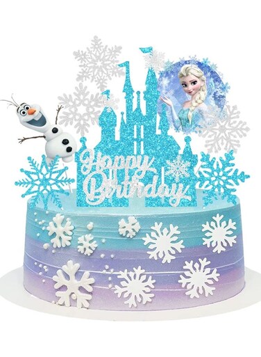 PCS Cute Anime Birthday Cake Toppers, Snow Theme Princess Cake Decorations For Ice Party Supplies
