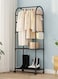 2-in 1 Garment Rack with Wheel and Side Hooks,Clothing Storage Organizer with Bottom Storage,Multi-Functional Coat Rack Storage for Bedroom Laundry ,Small Place ,Entryway &iuml;&frac14;&circ;Black&iuml;&frac14;&permil;