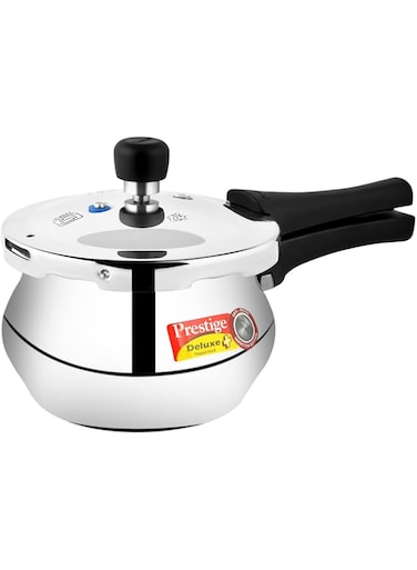 Prestige Deluxe Plus Junior Handi Polished 2 Ltr Pressure Cooker   Aluminium Cooker with Lid