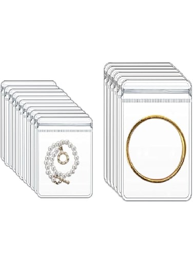 Benting 200Pcs Jewelry Bags,Self Seal Plastic Zipper Bag,Clear PVC Jewelry Storage Bags,Anti Tarnish Rings Earrings Packing Bags for Holding Jewelries Necklace Rings Bracelet (2 Sizes)