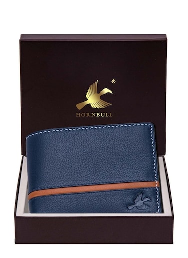 HORNBULL Denial Navy Leather Wallet for Men   Leather Mens Wallet with RFID Blocking   Wallets Men Genuine Leather, Navy, Two Fold Wallet   MW150   PKQB