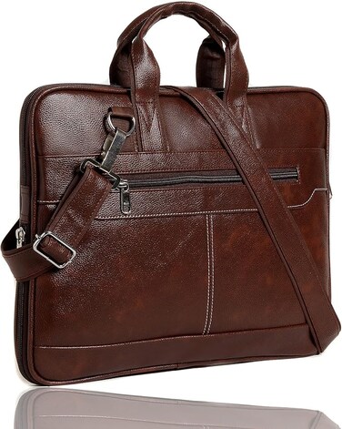 حقيبة Bagneeds للرجال من الجلد الصناعي باللون الأسود أفضل حقيبة كمبيوتر محمول للرجال، باللون البني، وحقائب العمل   بني   8174