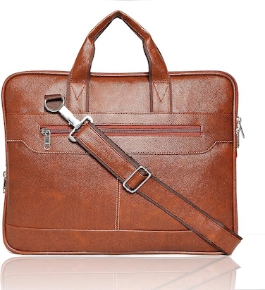 حقيبة Bagneeds® للرجال من الجلد الصناعي باللون البني الداكن، أفضل حقيبة كمبيوتر محمول للرجال   تان   GR1Y