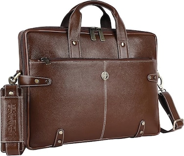 HAMMONDS FLYCATCHER Genuine Leather Executive Office Messenger Bag   15.6 inch 
  2 compartments  Anti-rust Fittings   Brand's Sliders and Rivets   LB104MH   VHZD