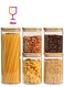 Set of 5-Borosilicate Square Storage Jar With Bamboo Lid, 1Pcs 1800ML, 2Pcs 1100ML, 2Pcs 900 ML