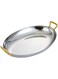 Oval Spanish Paella Pan with Dual Handles, 304 Stainless Steel Seafood Paella Pan Cookware for Homes, Restaurant Or Camping Skillet (Silver,25.5cm)