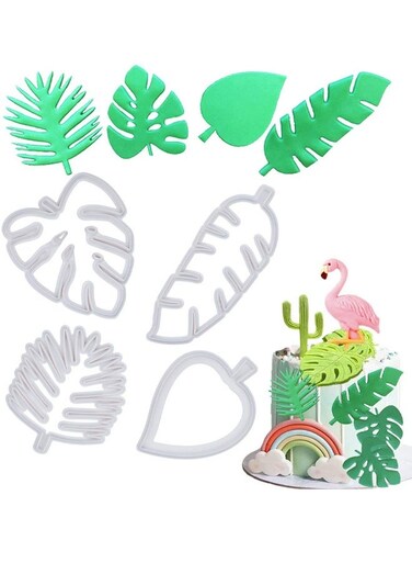 Pcs Tropical Leaf Cookie Cutter, Hawaiian Palm Tree Cutter Fondant Mold, Multipurpose Fondant Leaf Cutter For Gum Paste Cake Decorating Holiday Biscuit Cutter For Cookie Making