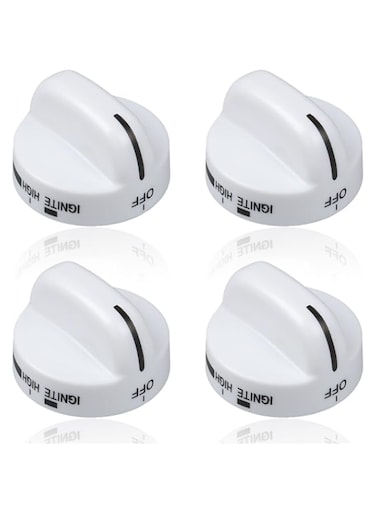Reyhoar Range Burner Knob White 8273104, Gas Stove Knob Replacement Part Fit for Whirlpool &amp; Sears - Replaces WP8273104 PS393679-4 Pack