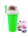 Slushy Maker Cup - DIY Magic Slushy Maker Squeeze Cup, Portable Smoothie Squeeze Cup for Juices, Milk and Ice Cream Make, Double Layers Silicone Slushie Cup with Straw for Friends,Family Gifts (green)