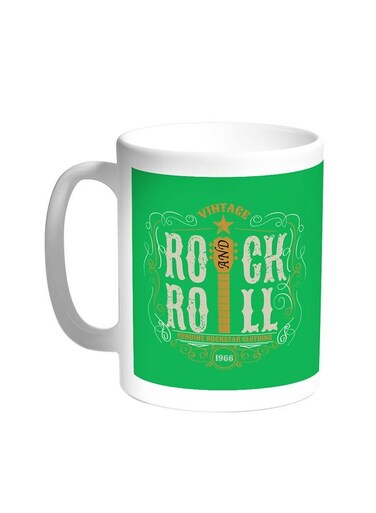 Rock And Roll Printed Coffee Mug White 11 ounce