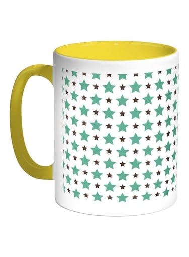 Stars Printed Coffee Mug Yellow/White/Green 325ml