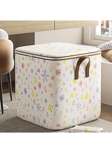 Azonee 100L Large Storage Chest, Clothes Organizer Box Foldable Blanket Quilt Zipper Storage Bags with Handle, Moving Luggage Bags, Large Capacity Thick Fabric Storage Boxes for Toys