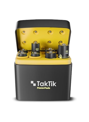 Taktik Power Pods Batteries with Charger &ndash; 8-Pack Lithium Rechargeable Batteries AA &amp; AAA with USB-C Fast Charge Case &ndash; Magnetic Battery Organizer for Home, Office &amp; Travel