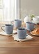 Art Tia Collection 420ml Stoneware Mug - Blue Large &amp; Durable Coffee Cup (Set of 4)