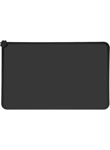 ZEKAROUL Silicone Pet Mat, Anti Spill Cat and Dog Pet Meal Mat with Edge Rubber Anti Slip Mat Leak Proof Cat Meal Mat (Black)