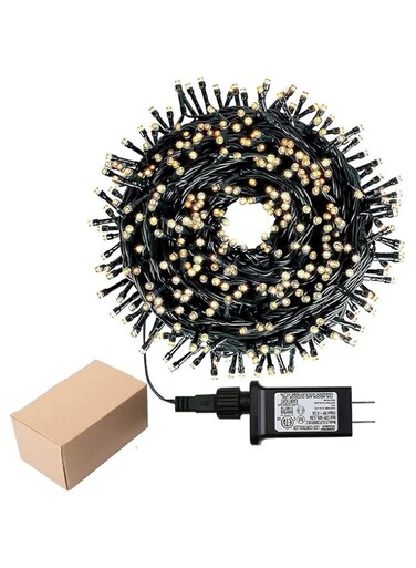 QUEENADA Christmas Decoration Lights 30 metres - Warm Yellow 300 LED String Lights for Bedroom, Christmas Tree, 8 Modes, Waterpoof, String Lights for Garden Wedding Holiday Party