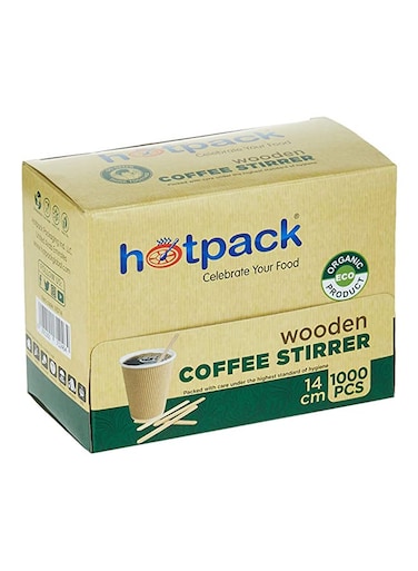 Disposable Wooden Coffee Stirrer 14cm- 1000Pcs Beige 14cm