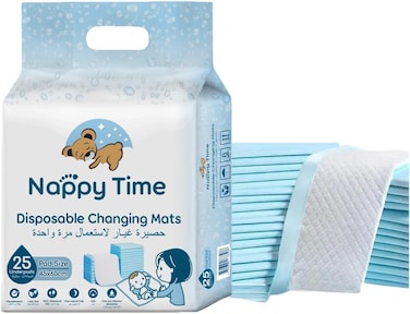 Nappy Time Disposable Changing Mats X25 Mats, 45X60