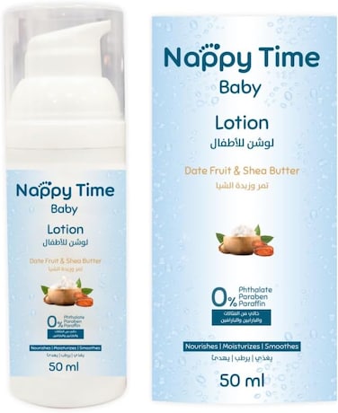 Nappy Time Baby Lotion - Enriched With Date Fruit And Shea Butter, Paraben-Free, 50ml (1.6 Fl Oz)