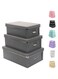 Foldable Storage Baskets, 3 piece Multiple sizes Small/Medium/Large Waterproof Plastic Box with Lid for Toys/Shoes Grey