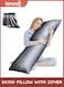 Long Body Pillow 1pc,with Satin Cover, Breathable &amp; Ideal for Side Sleepers&iuml;&frac14;&OElig;Removable Cover.Size: 137*50cm, Color: grey