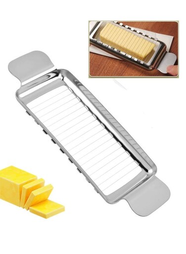 Steel Butter &amp; Cheese Slicer&acirc;&euro;&ldquo;18 Wire Cutter for Perfect 1/4" Slices, Ergonomic Handle, Dishwasher Safe for Butter, Cheese &amp; Soft Foods