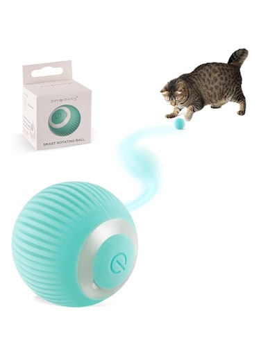 Jiuhuazi Interactive Cat Ball Toy with 1 catnip mushroom toy, Intelligent Indoor Automatic Moving Ball Puzzle Dispel Boredom USB Charging Pet Toy