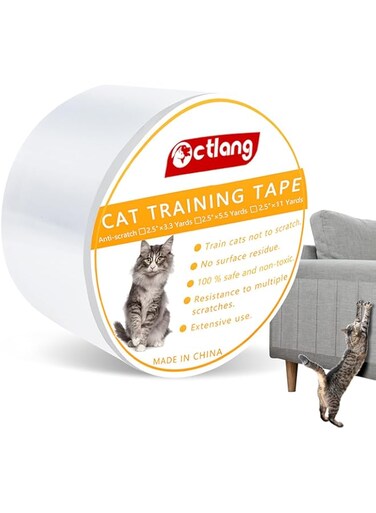 ALANX Anti-Scratch Cat Training Tape, 4 inch x 3 Meters Cat Sofa Scratch Guard,Anti Scratching Tape,100% Transparent Clear Cat ScratchesSmoother Deterrent Tape for Couch, Carpet, Doors (10cm x 3M)