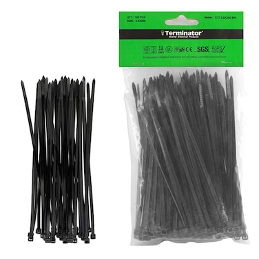 Terminator Cable Ties In White Colour (100Pcs In Bag)