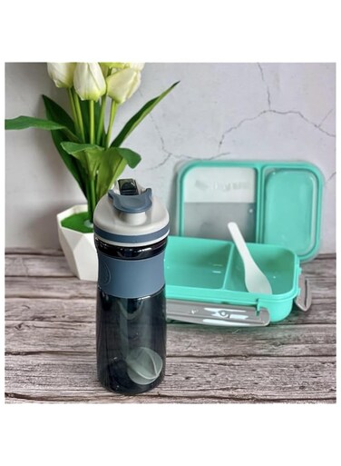 800 ML 100% Leakproof Stylish Dual Straw Sipper Bottle with Supplement Mixer Ball Gym Protein Shaker Sports Water Bottle For Adults Kids Fitness Yoga Exercise (Grey)