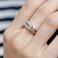 Silver Double Zircon Wedding Rings Set, Ring Size:9