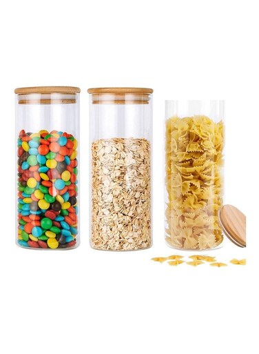 3-Piece Glass Jars Clear/Brown 950 x 3ml