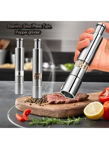 1 PC Stainless Steel Mini Manual Pepper &amp; Salt Grinder &acirc;&euro;&ldquo; Portable Handheld Spice Mill, No Batteries Required, Ideal for Kitchen &amp; Dining