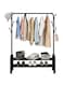 Simple Double Tier Clothes Drying Rack Floor Metal Shoe Rack Hanger Indoor Bedroom Storage Rack Multi-functional Hanger Black 113x157x33.5cm